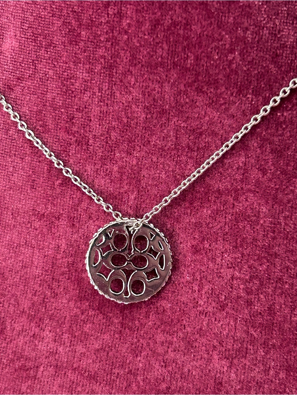Coach Signature C Disc Pendant Necklace Pave Crystals - Picture 2 of 11